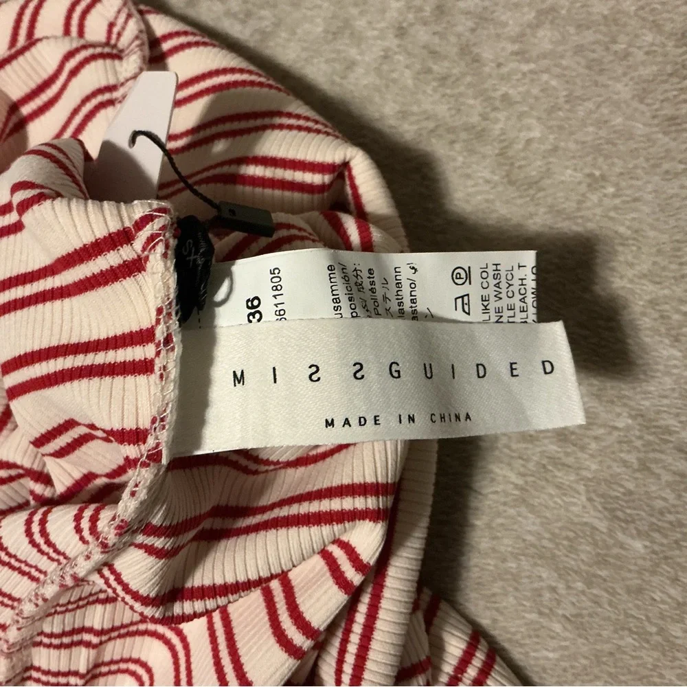 Striped Red and White Halter Top Bodysuit Missguided - Picture 7 of 7